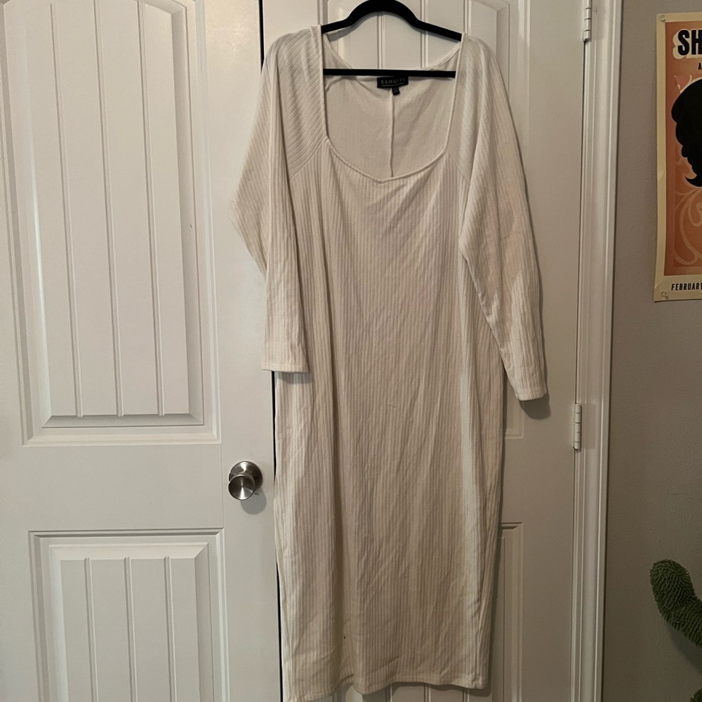 Eloquii white dress 22/24 midi ribbed